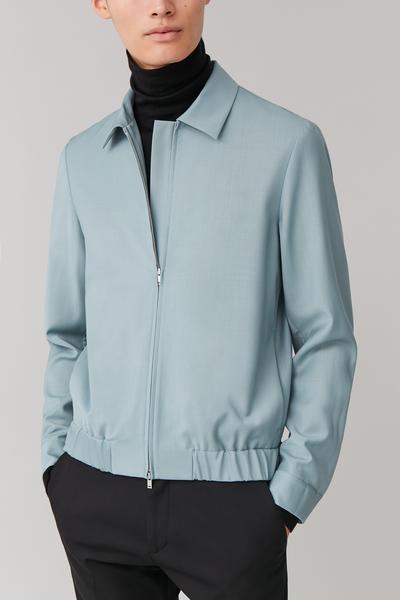 ZIP-UP WOOL JACKET ジッパー付きウールジャケット ターコイズ｜COS