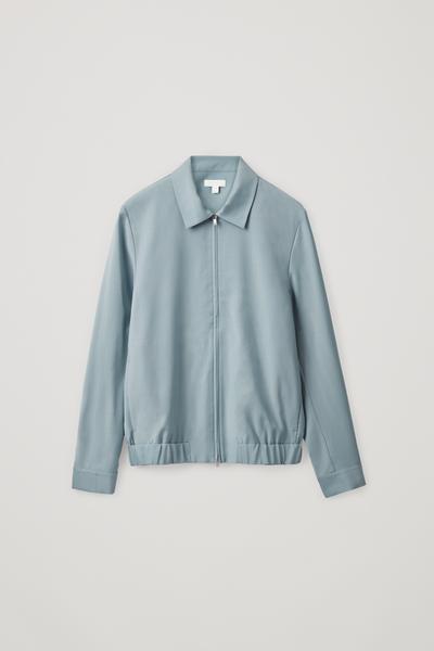 ZIP-UP WOOL JACKET ジッパー付きウールジャケット ターコイズ｜COS