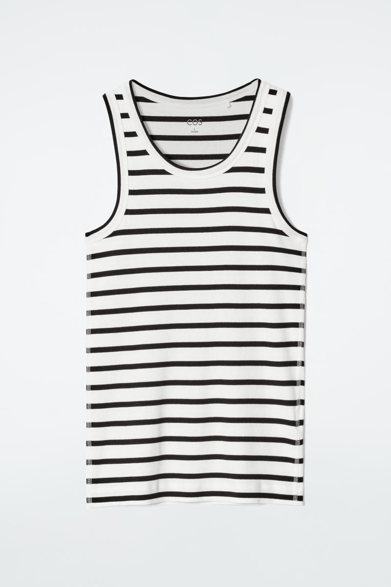 完売品 COS スクープネック リブニットタンクトップ ホワイト 3着 SCOOP-NECK RIBBED TANK TOP スクープネック リブニットタンク