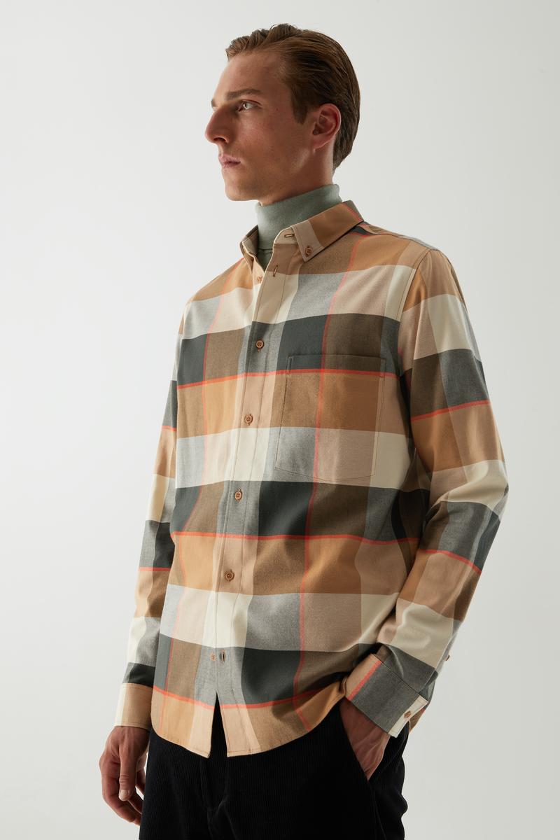 FLANNEL CHECKED SHIRT フランネルチェック柄シャツ オレンジ / マルチ