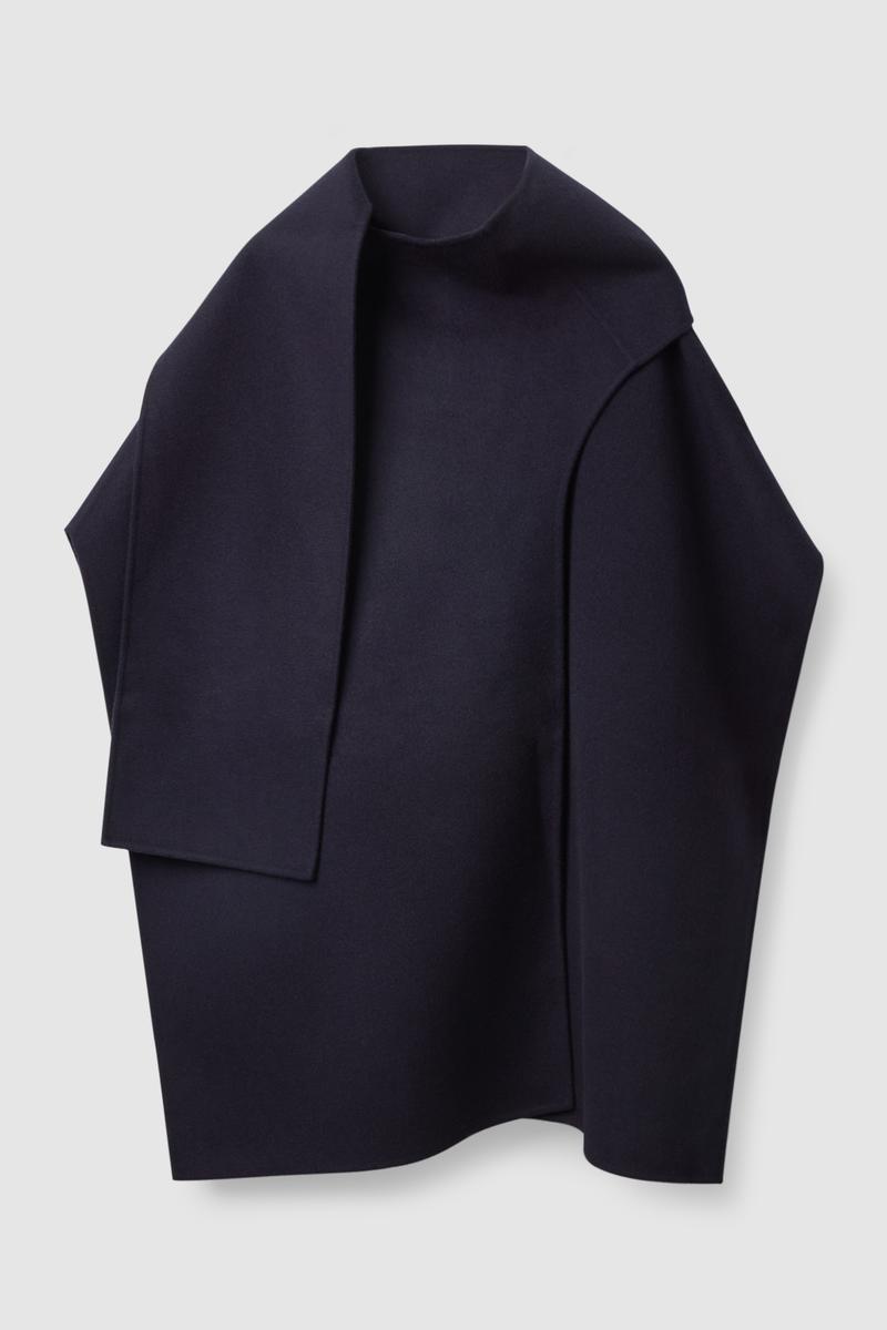 WOOL MIX HYBRID CAPE ウールブレンドケープ ダークネイビー｜COS コス