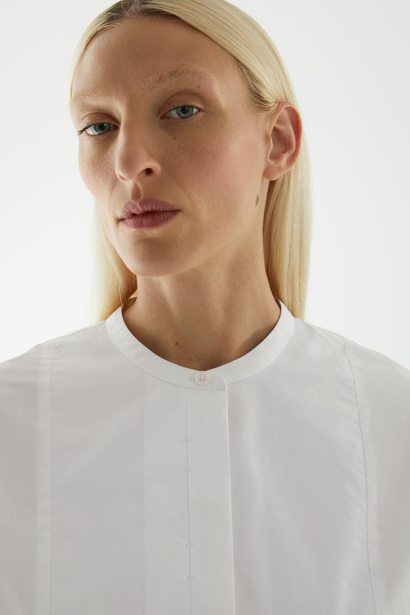 COTTON BIB INSERT TUNIC-STYLE SHIRT コットン素材ビブインサート 