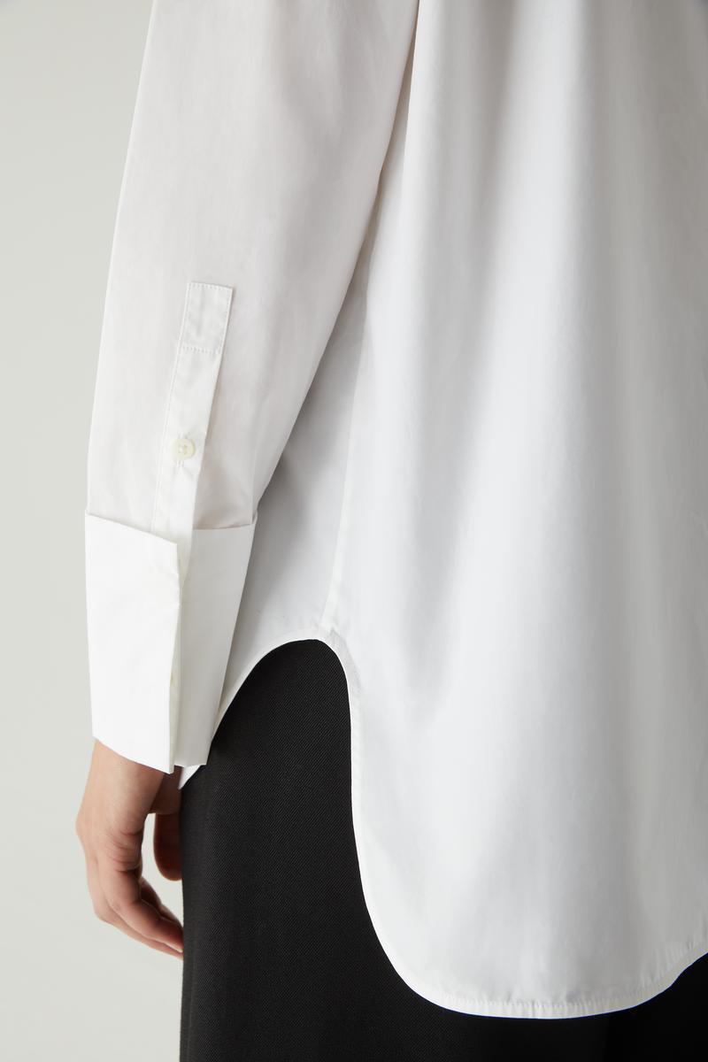 COTTON BIB INSERT TUNIC-STYLE SHIRT コットン素材ビブインサート 