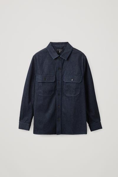 COS オーガニックコットン素材ユーティリティスタイルデニムオーバーシャツ