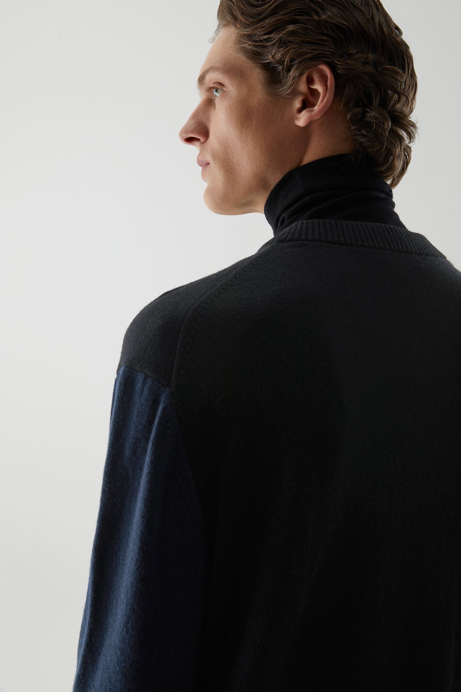 COLOUR-BLOCK WOOL-COTTON JUMPER ウールコットン素材カラーブロック 
