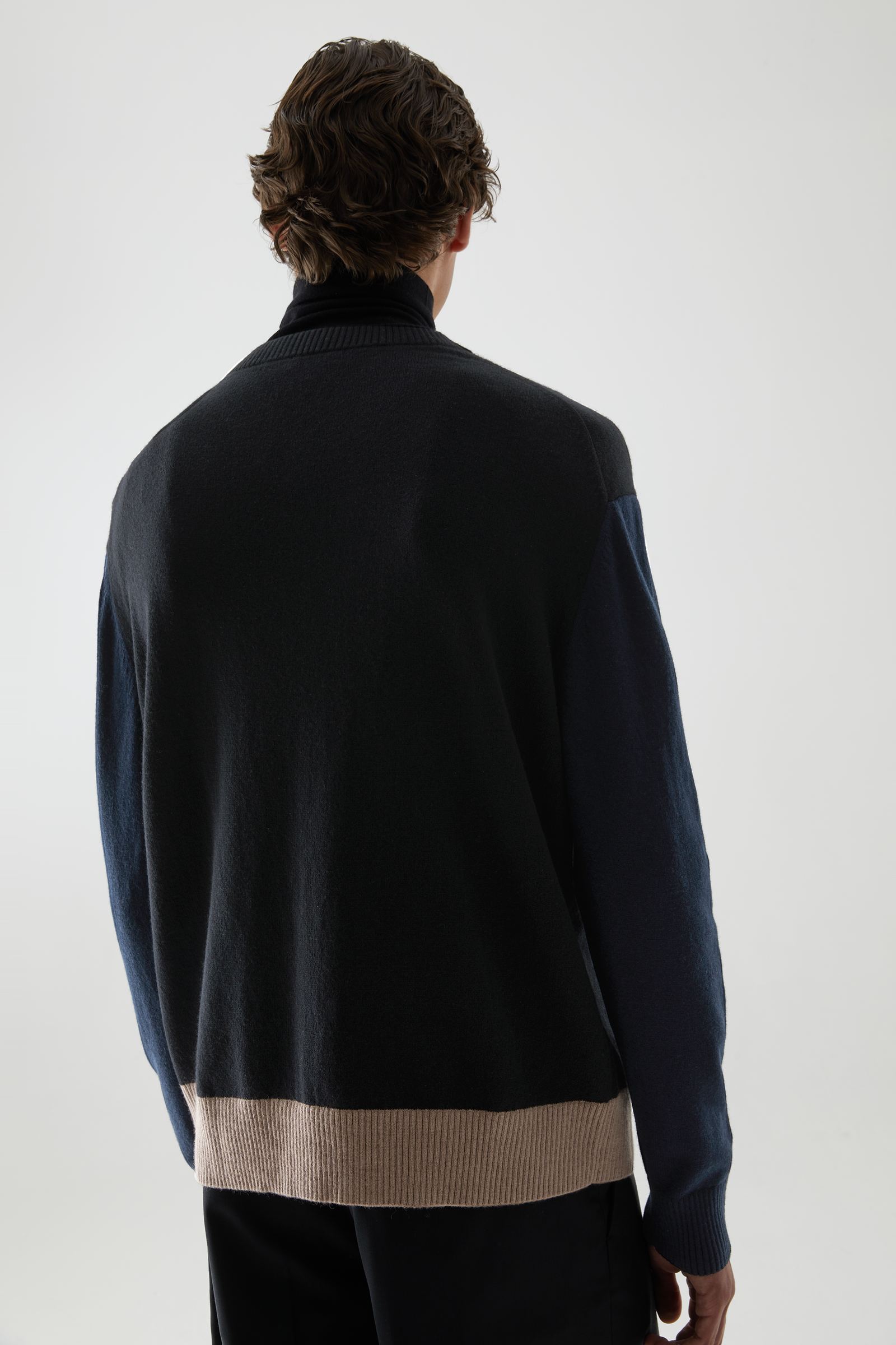 COLOUR-BLOCK WOOL-COTTON JUMPER ウールコットン素材カラーブロック 