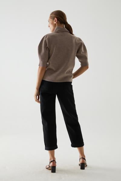 COS メリノウールコットン混紡ロールネック スリーブディテールトップス