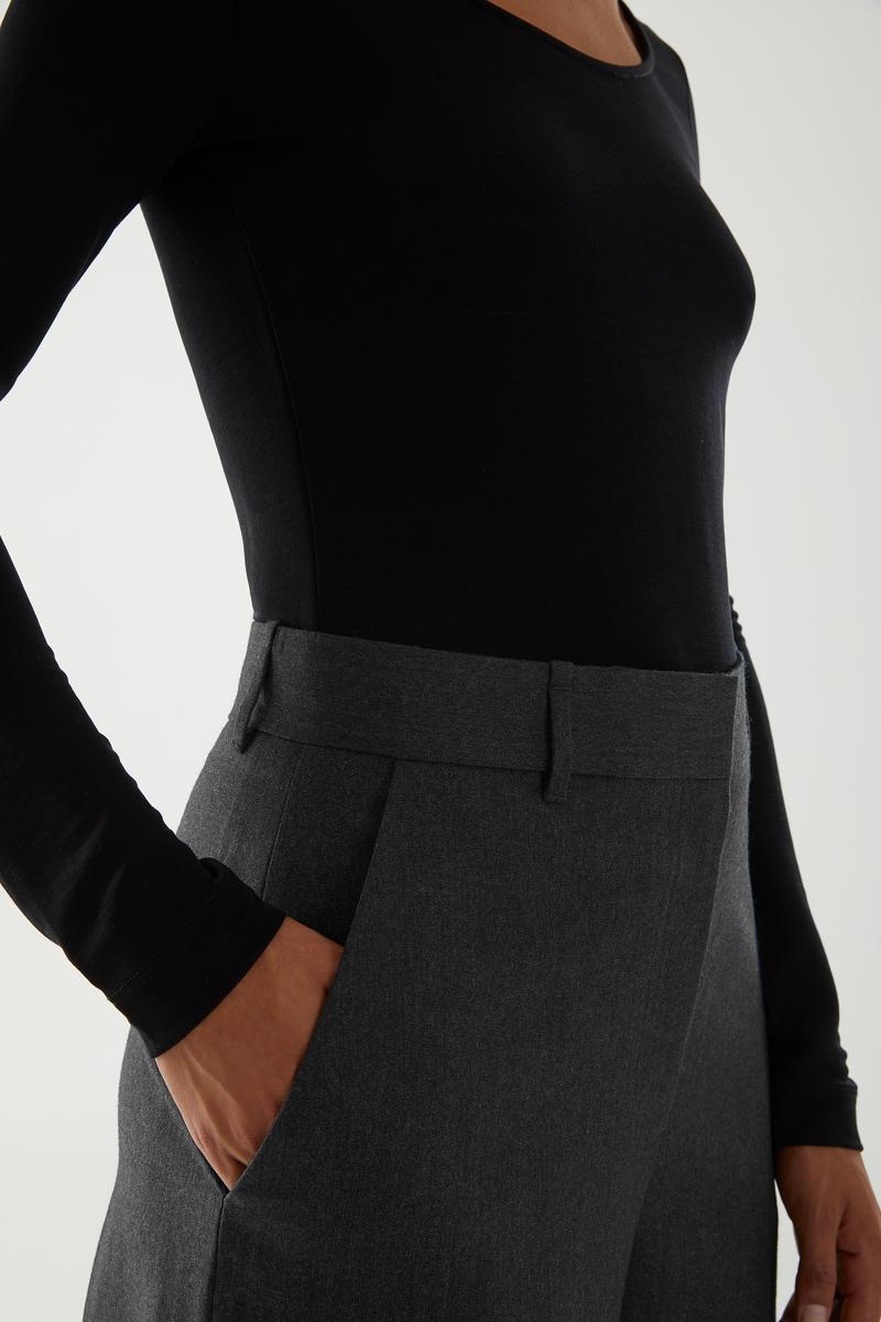 パンツ Cos wide trousers gray WIDE-LEG WOOL-MIX TROUSERS ワイドレッグウールミックスパンツ dark