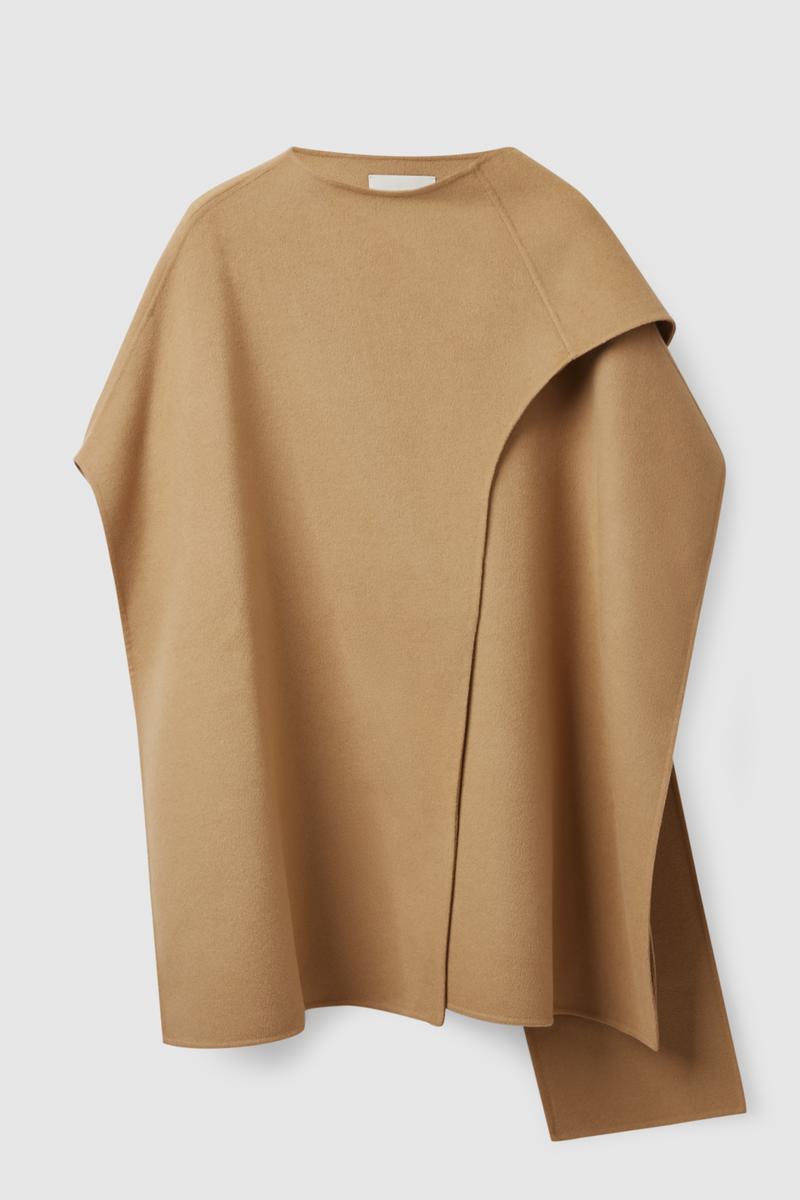 WOOL MIX HYBRID CAPE ウールブレンドケープ ダークベージュ｜COS コス