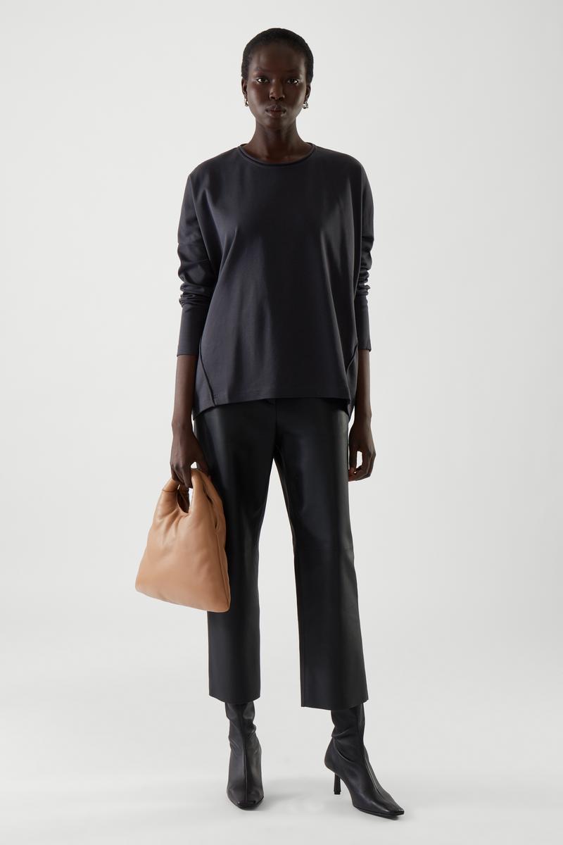 ORGANIC COTTON DRAPED LONG-SLEEVE TOP オーガニックコットン素材