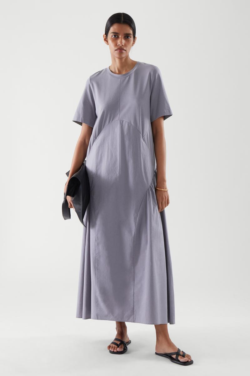 PLEATED T-SHIRT DRESS