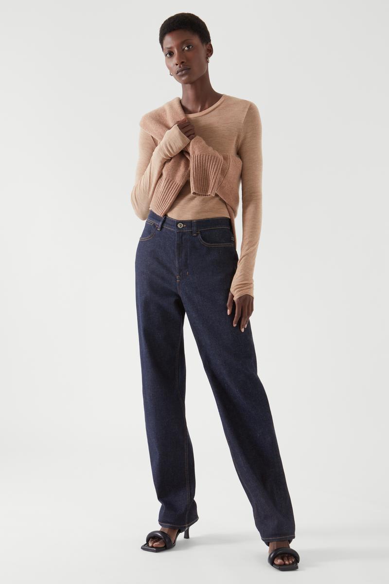 LONG-SLEEVE WOOL TOP スリムフィット クルーネックメリノウールトップ