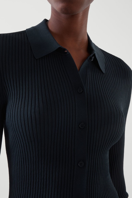 SLIM-FIT RIBBED CARDIGAN スリムフィットリブ編みカーディガン 