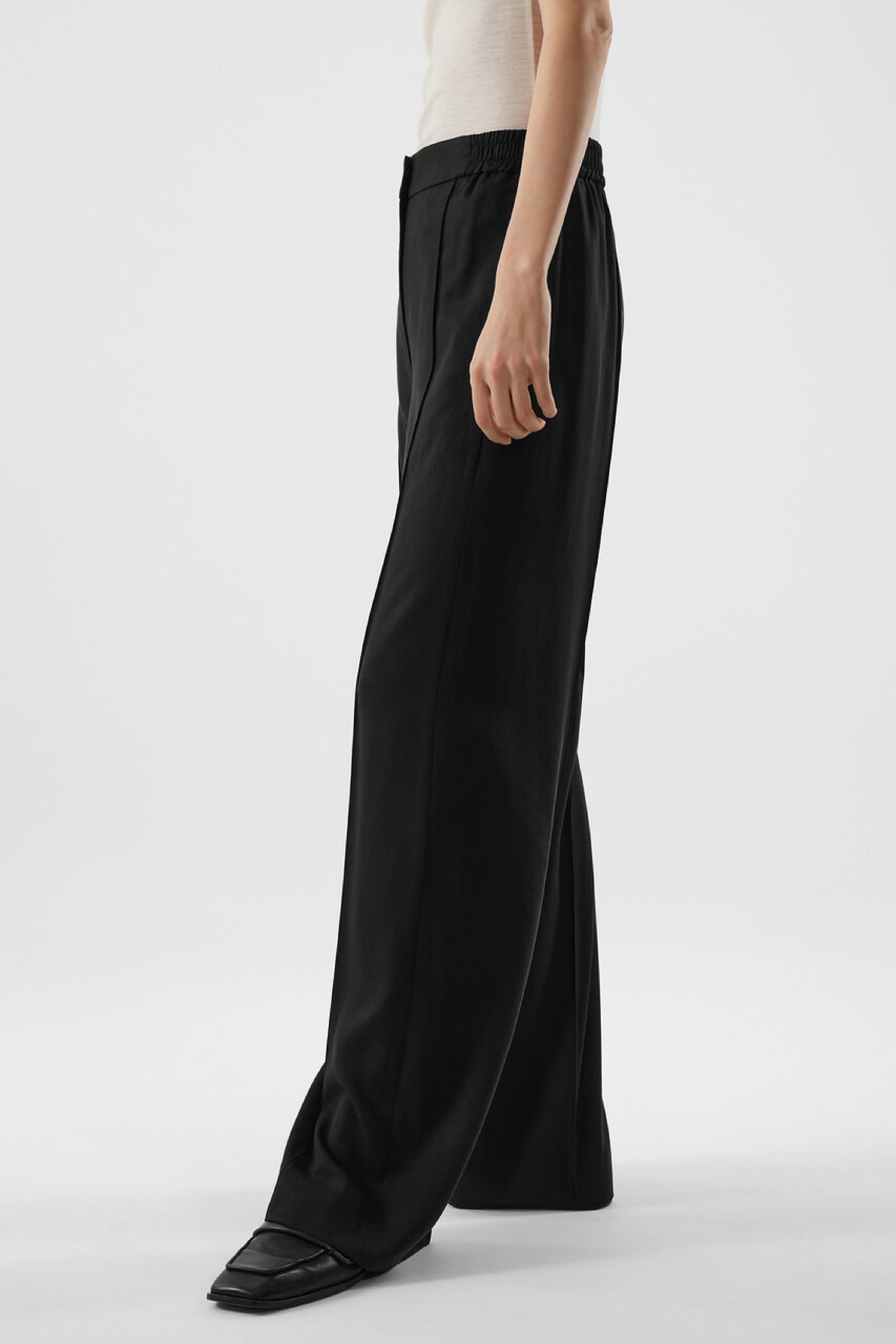 WIDE-LEG ELASTICATED WAIST TROUSERS ワイドレッグエラスティケート