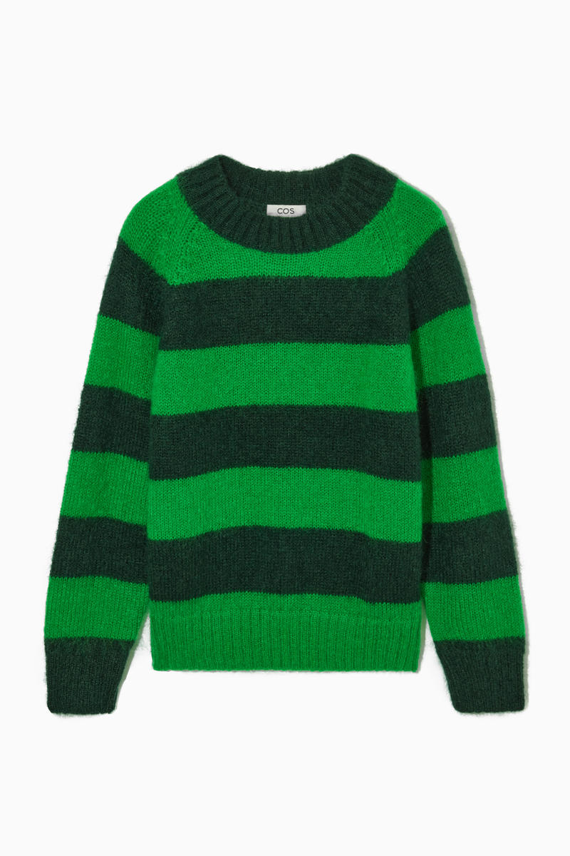COS ニット リラックスフィット グリーン FLECKED MOHAIR-BLEND JUMPER