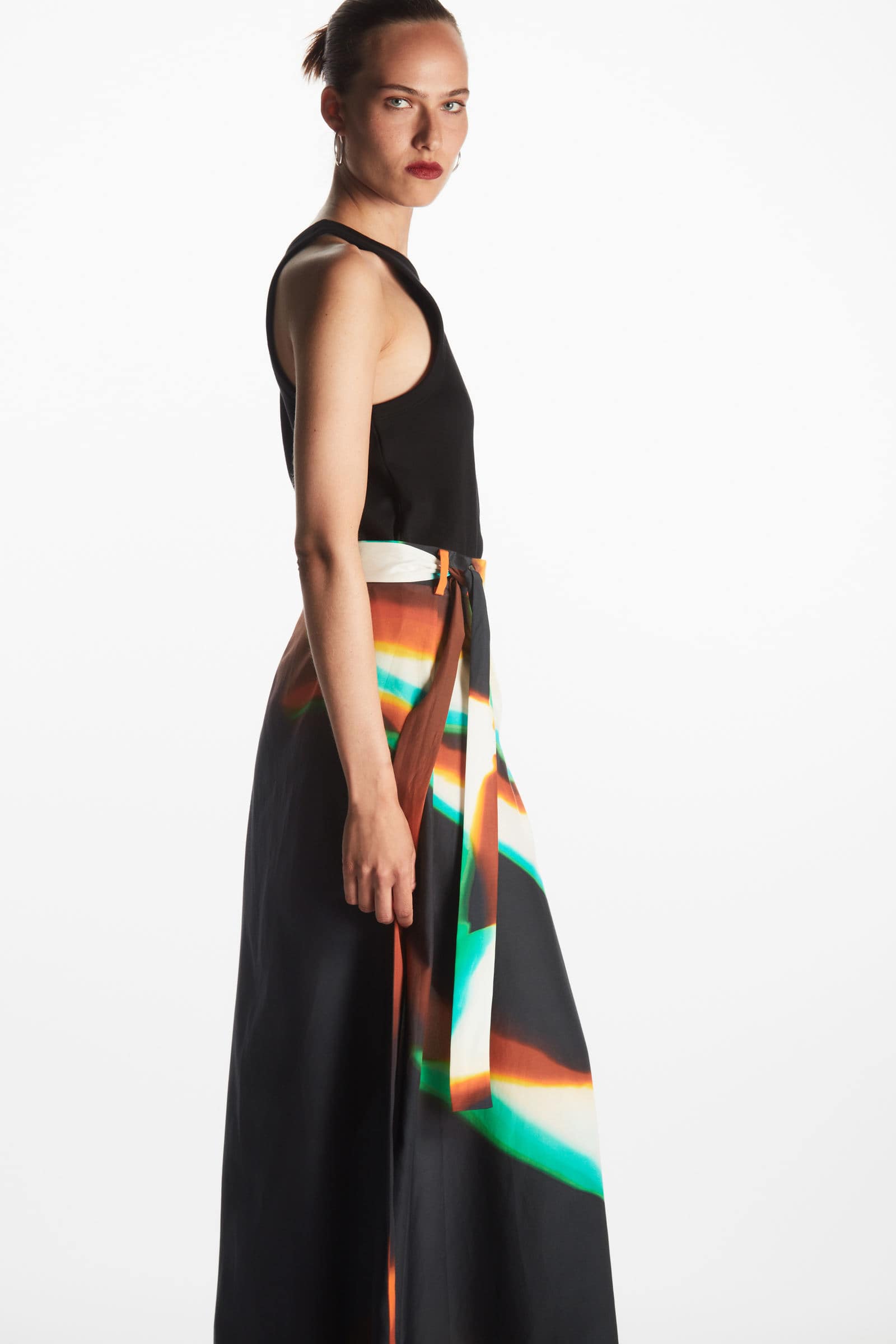 PRINTED MAXI WRAP SKIRT プリントシルクブレンドラップマキシスカート 