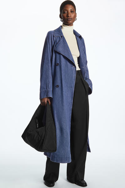 BELTED DENIM TRENCH COAT ベルト付きデニムトレンチコート ライト
