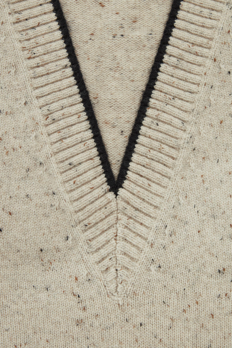 CONTRAST V-NECK WOOL VEST コントラストVネックウールベスト ベージュ