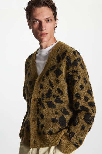 REGULAR-FIT ALPACA-BLEND PRINTED CARDIGAN レギュラーフィット