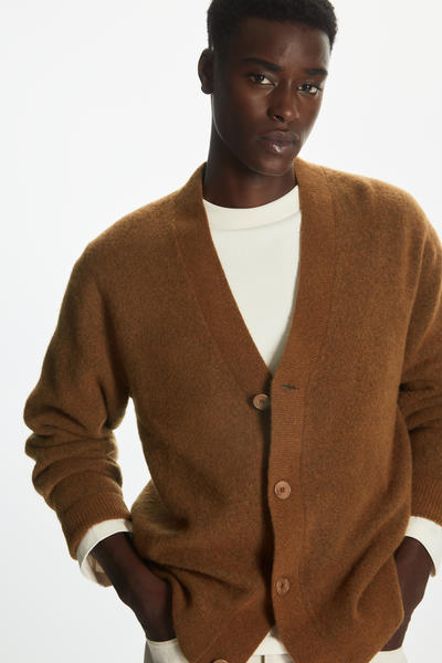 RELAXED-FIT BOILED WOOL CARDIGAN リラックフィ 