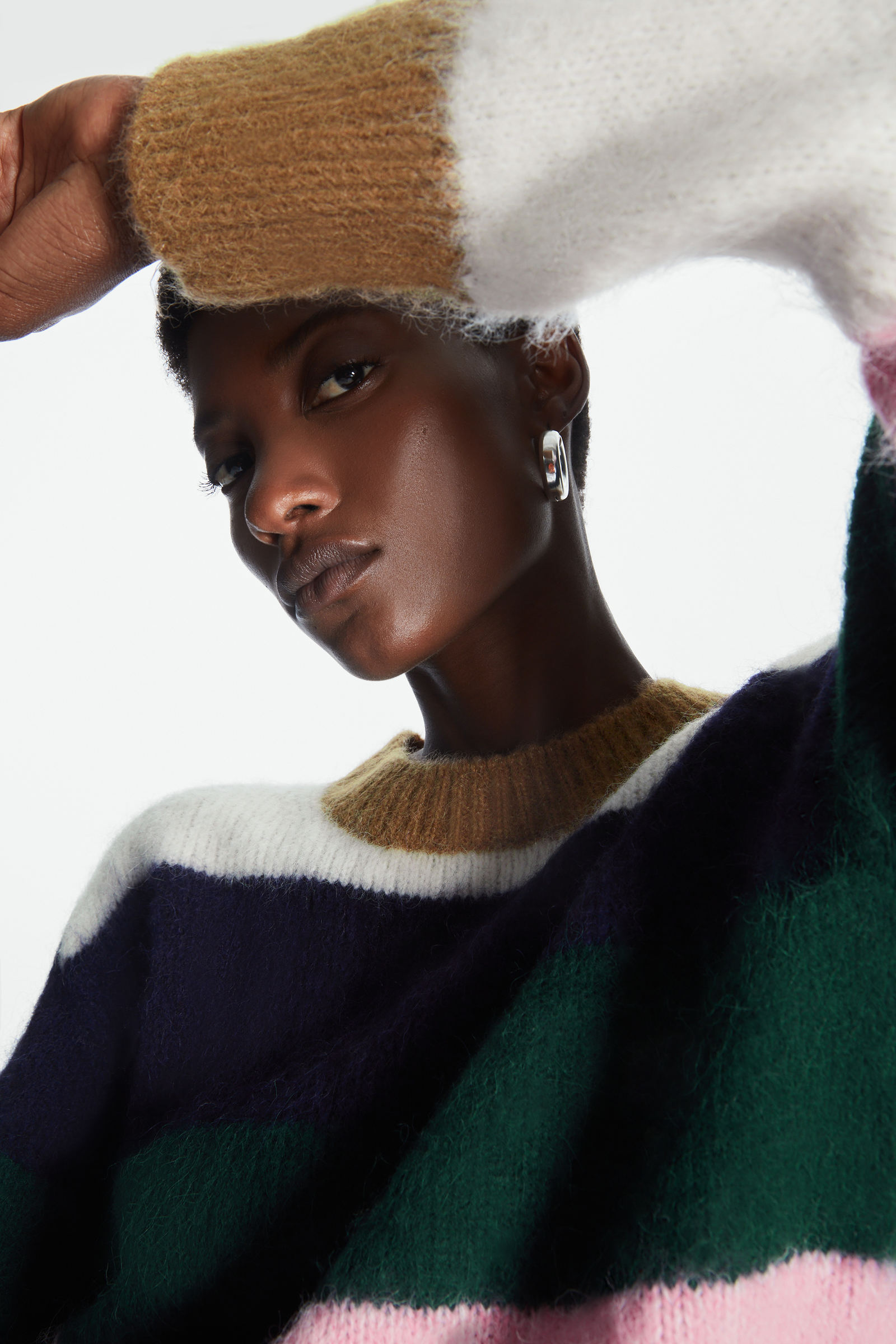 ALPACA-BLEND JUMPER アルパカブレンドセーター ピンク / クリーム色