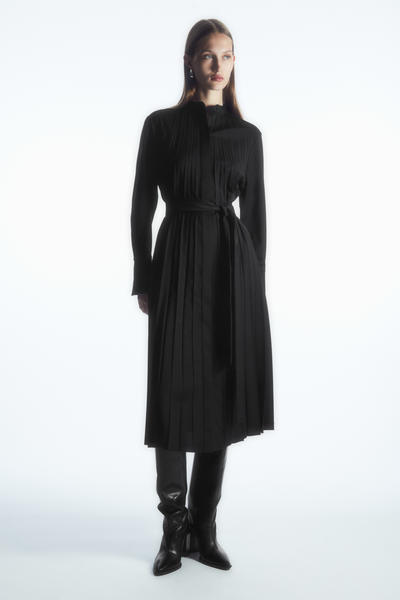 【Herlipto】Pleated Wool-Blend Long Dress