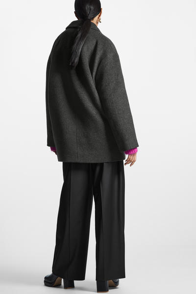 COS ダブルブレストウールブレンドショートコート