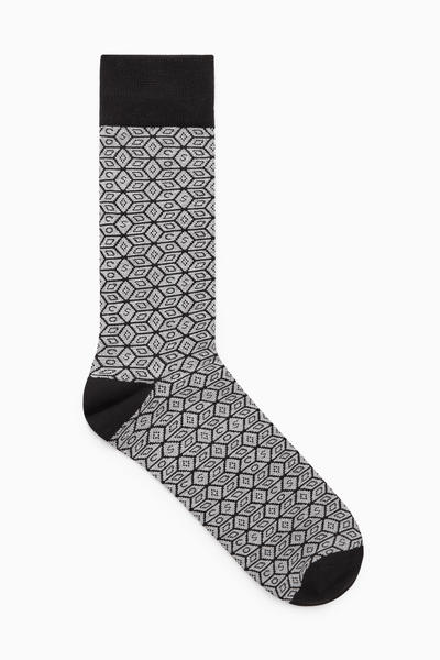 COS マーセライズドコットン混紡ジャカードソックス