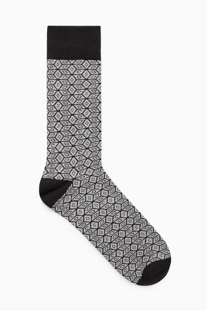 COS マーセライズドコットン混紡ジャカードソックス