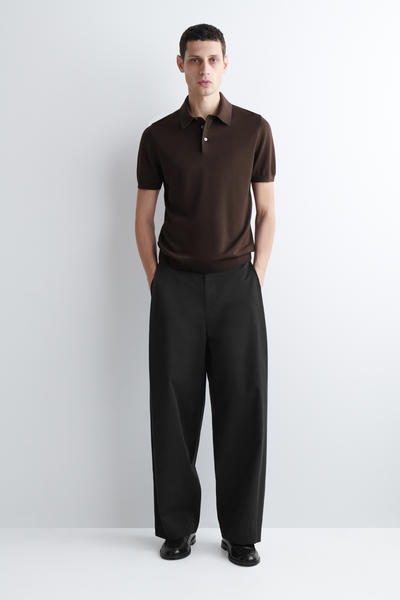 COS スリムニットシルクポロシャツ