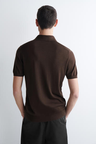 COS スリムニットシルクポロシャツ