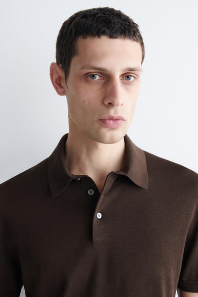 COS スリムニットシルクポロシャツ