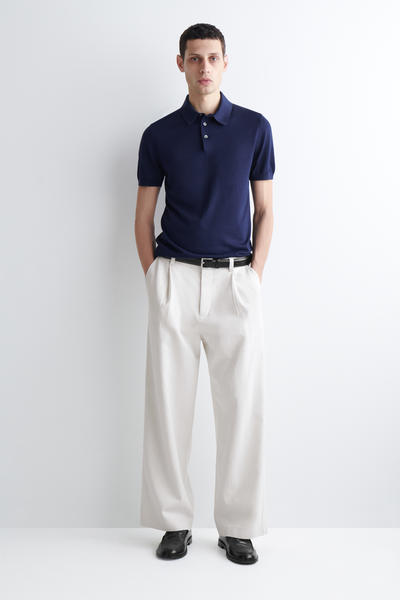 COS スリムニットシルクポロシャツ