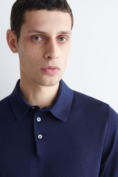 COS スリムニットシルクポロシャツ