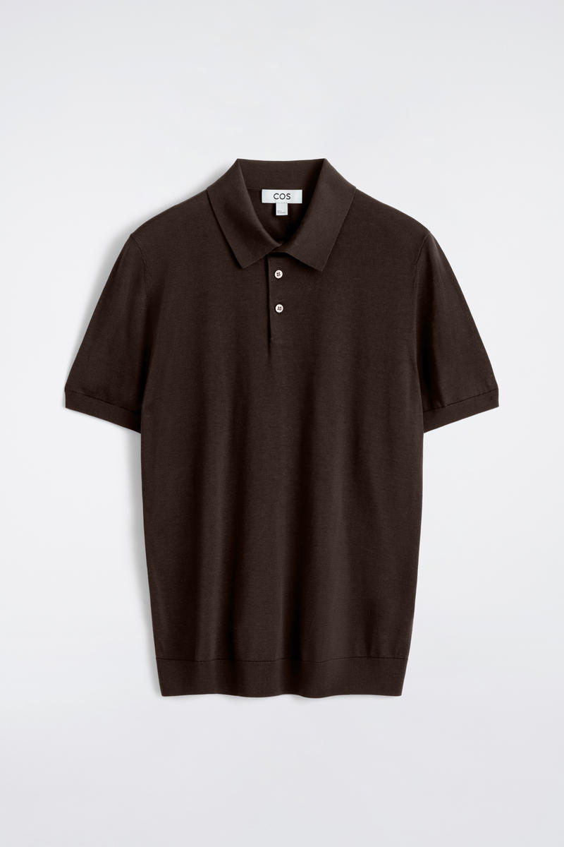 COS スリムニットシルクポロシャツ