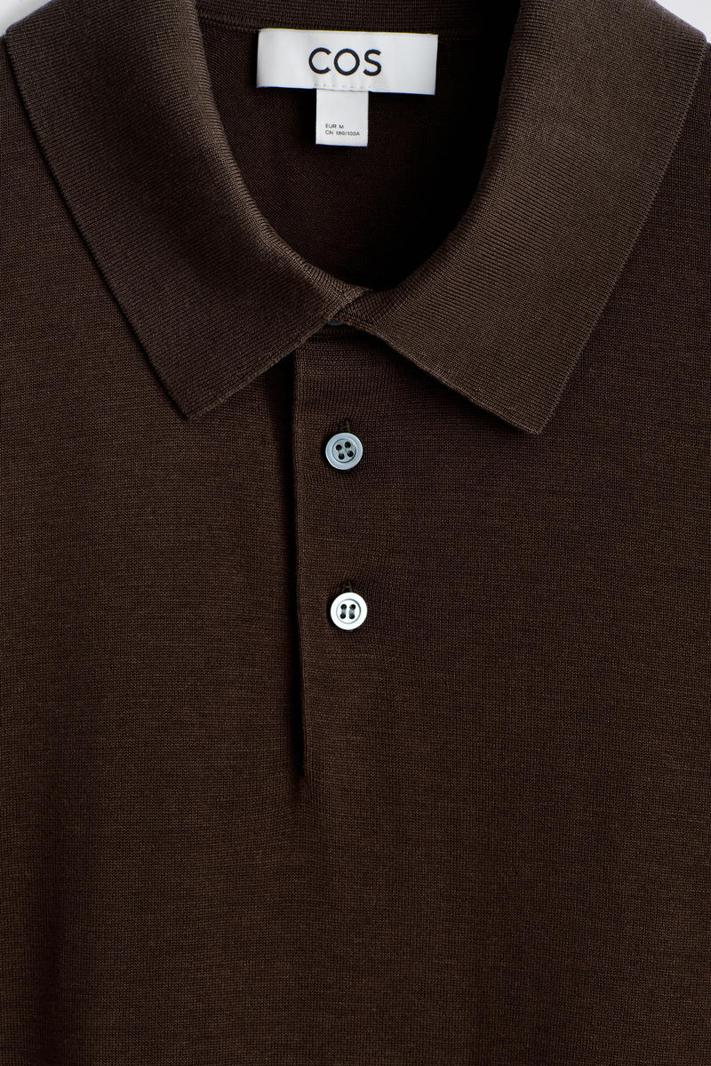 COS スリムニットシルクポロシャツ