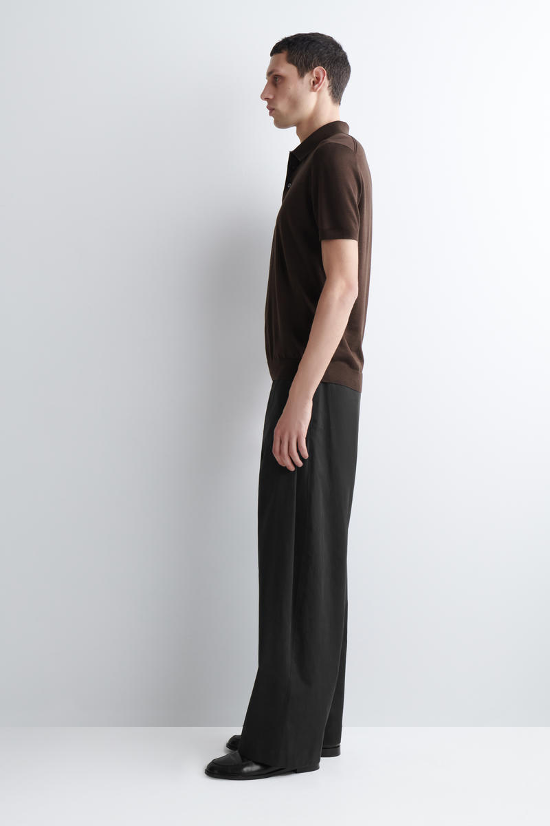 COS スリムニットシルクポロシャツ