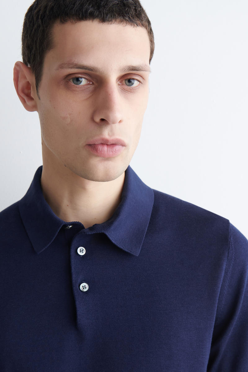 COS スリムニットシルクポロシャツ