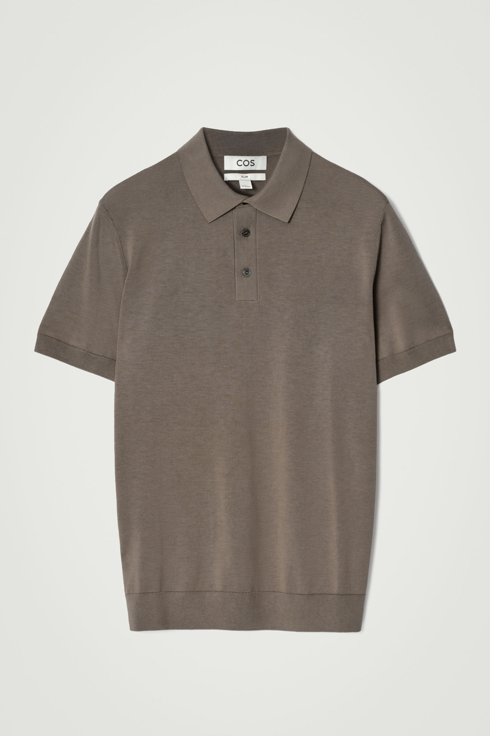 【美品】COS コス ニットポロ 半袖 カーキ XLサイズ シルク混 KNITTED SILK POLO SHIRT ニットシルクポロシャツ ダークモール｜COS