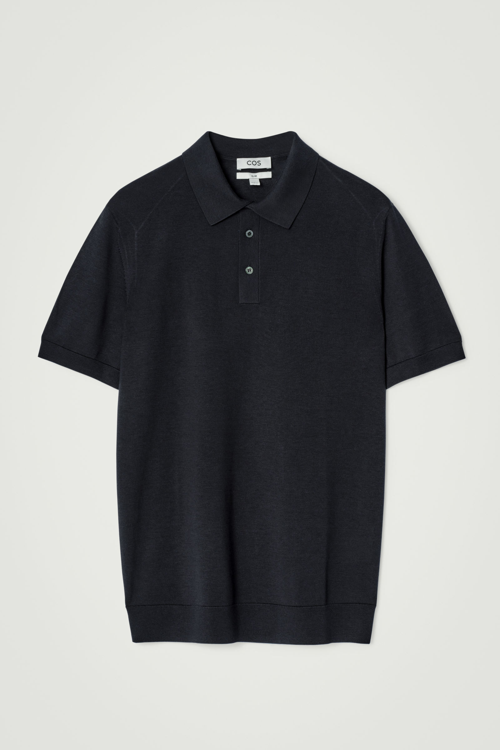 KNITTED SILK POLO SHIRT ニットシルクポロシャツ ネイビー｜COS コス 