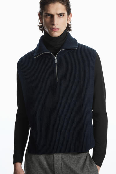 COS カラーブロックニットハイブリッドベスト