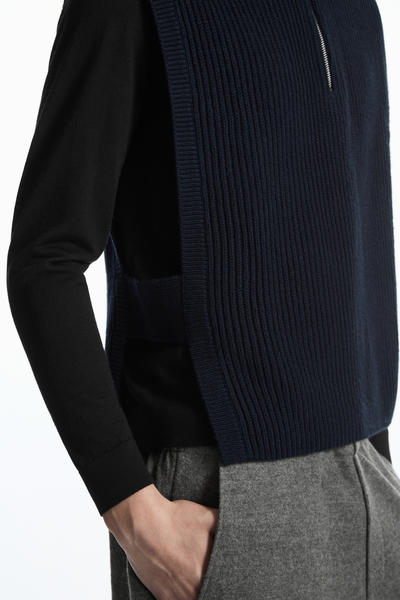 COS カラーブロックニットハイブリッドベスト