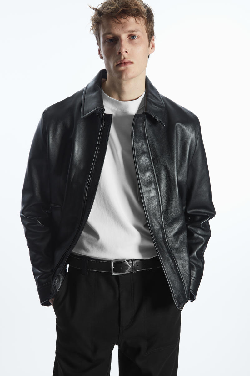 COS コントラストステッチレザーベルト