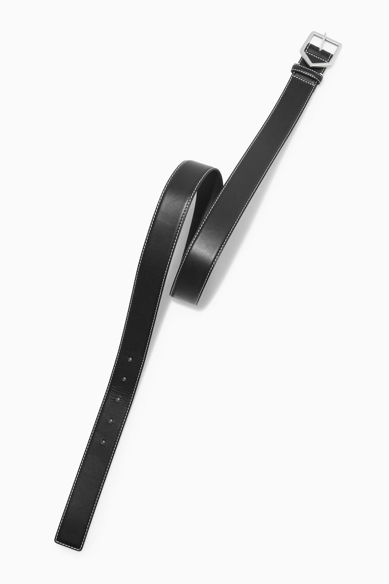 COS コントラストステッチレザーベルト