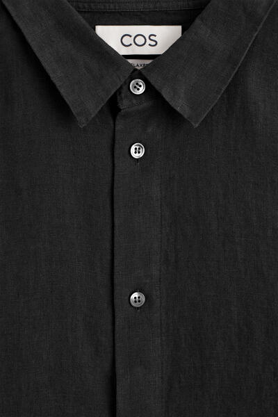 CURVED-HEM LINEN SHIRT カーブヘム リネンシャツ ブラック｜COS コス