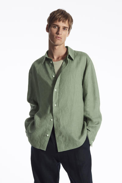 カーブヘム リネンシャツ