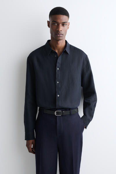 COS カーブヘム リネンシャツ