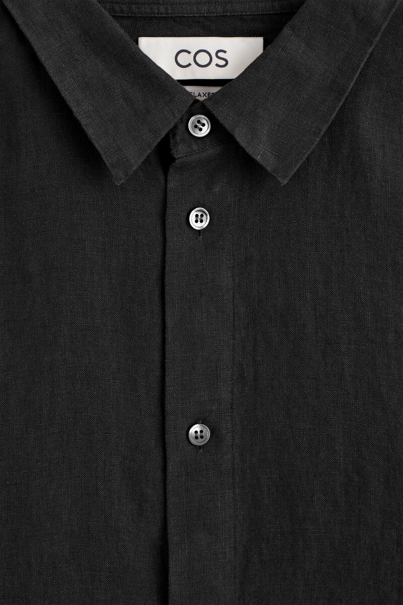 CURVED-HEM LINEN SHIRT カーブヘム リネンシャツ ブラック｜COS コス