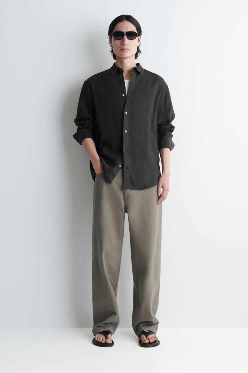 CURVED-HEM LINEN SHIRT カーブヘム リネンシャツ ブラック｜COS コス