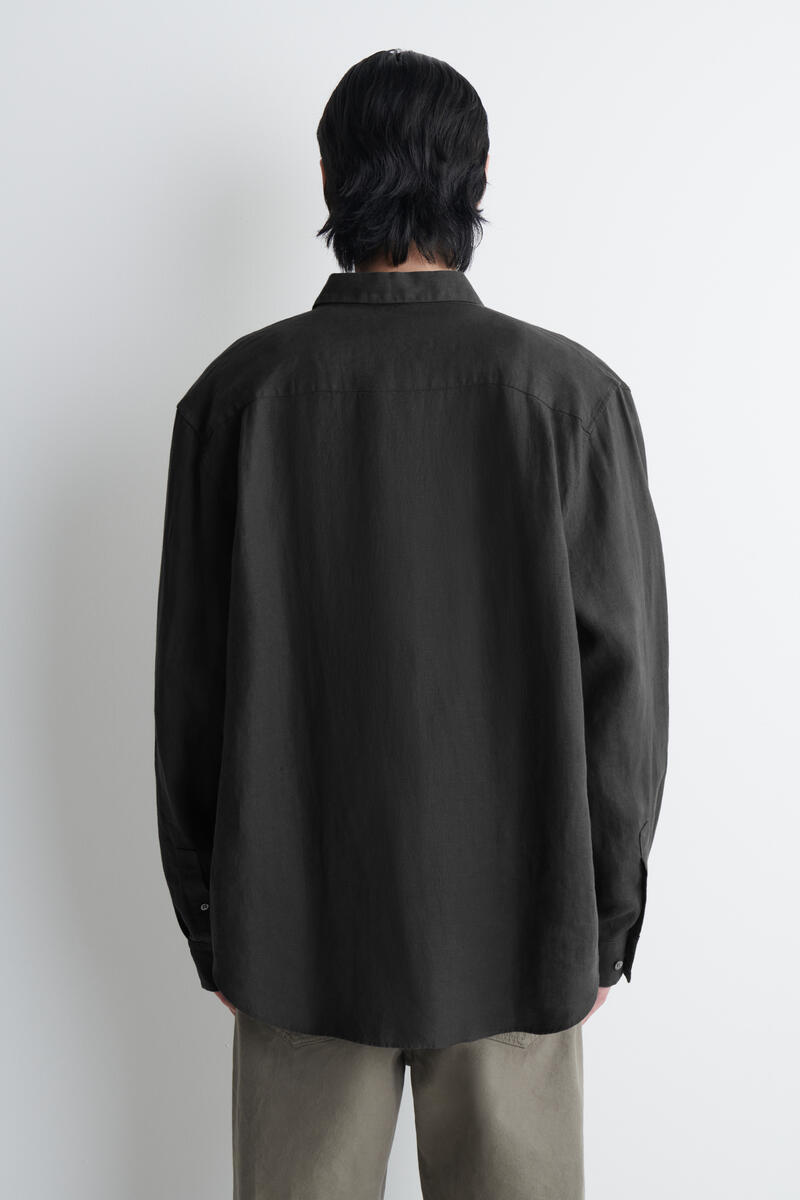 CURVED-HEM LINEN SHIRT カーブヘム リネンシャツ ブラック｜COS コス